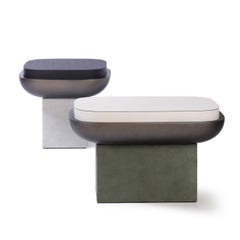 Contemporary Square Leather Stool, Olympia, Stephane Parmentier for Giobagnara