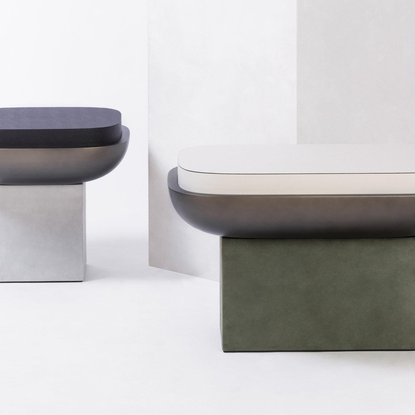 Modern Contemporary Square Leather Stool, Olympia, Stephane Parmentier for Giobagnara For Sale