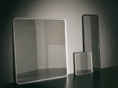 Contemporary Square Natural Color Leather Frame Italian Design Wall Floor Mirror