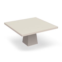 Contemporary Square Resin Dining Table with Square Tapered Pedestal by Facture