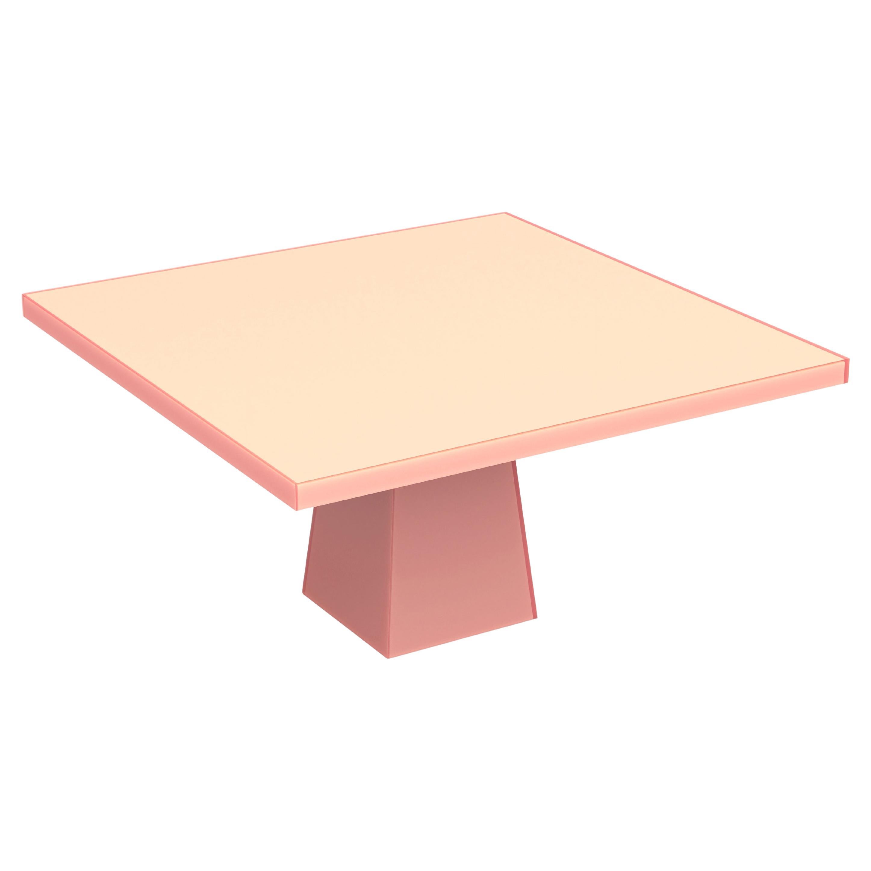 Contemporary Square Epoxy Resin Dining Table Square Tapered Pedestal by Facture