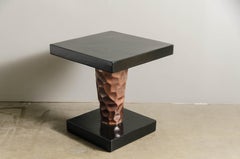 Contemporary Square Rocco Table in Antique Copper & Black Lacquer by Robert Kuo