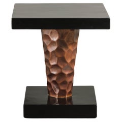 Contemporary Square Rocco Table in Antique Copper & Black Lacquer by Robert Kuo