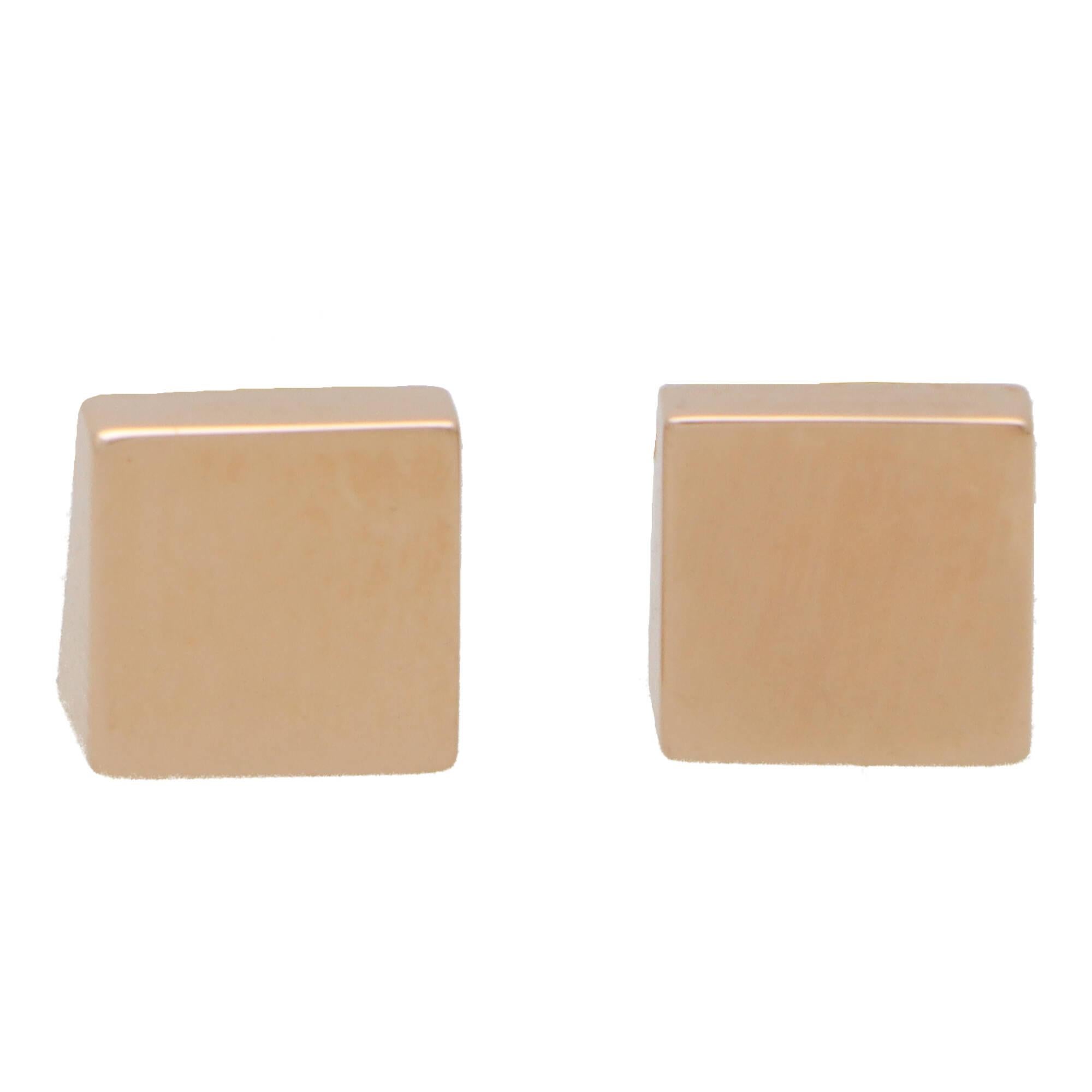 Women's or Men's Contemporary Square Stud Earrings in 18k Rose Gold For Sale