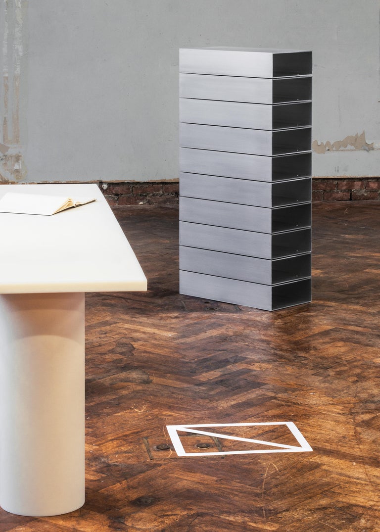 Stack Shelf in Brushed Aluminium by Johan Viladrich For Sale 3