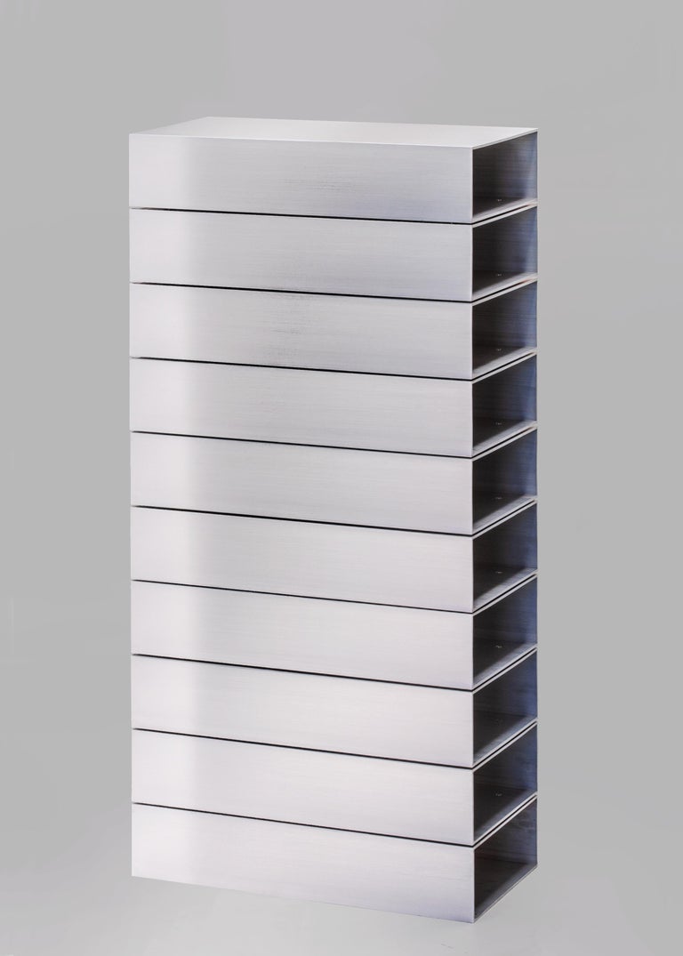 Dutch Stack Shelf in Brushed Aluminium by Johan Viladrich For Sale
