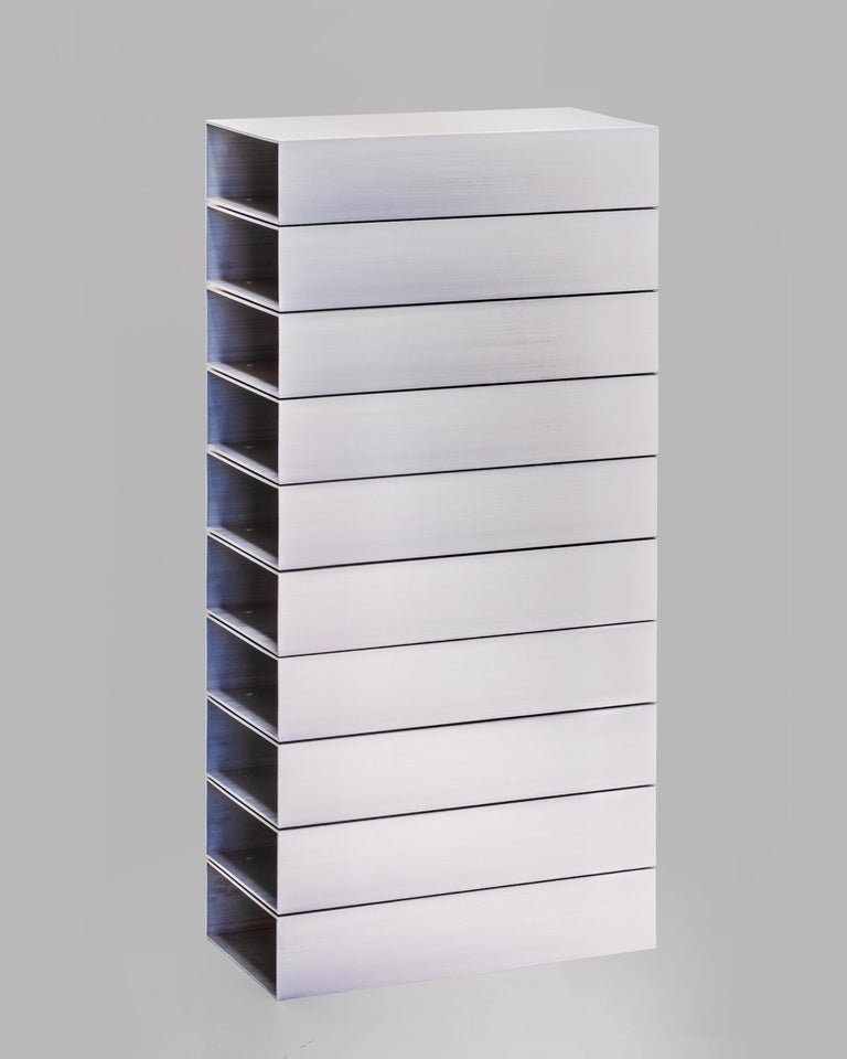 Stack Shelf in Brushed Aluminium by Johan Viladrich For Sale 1