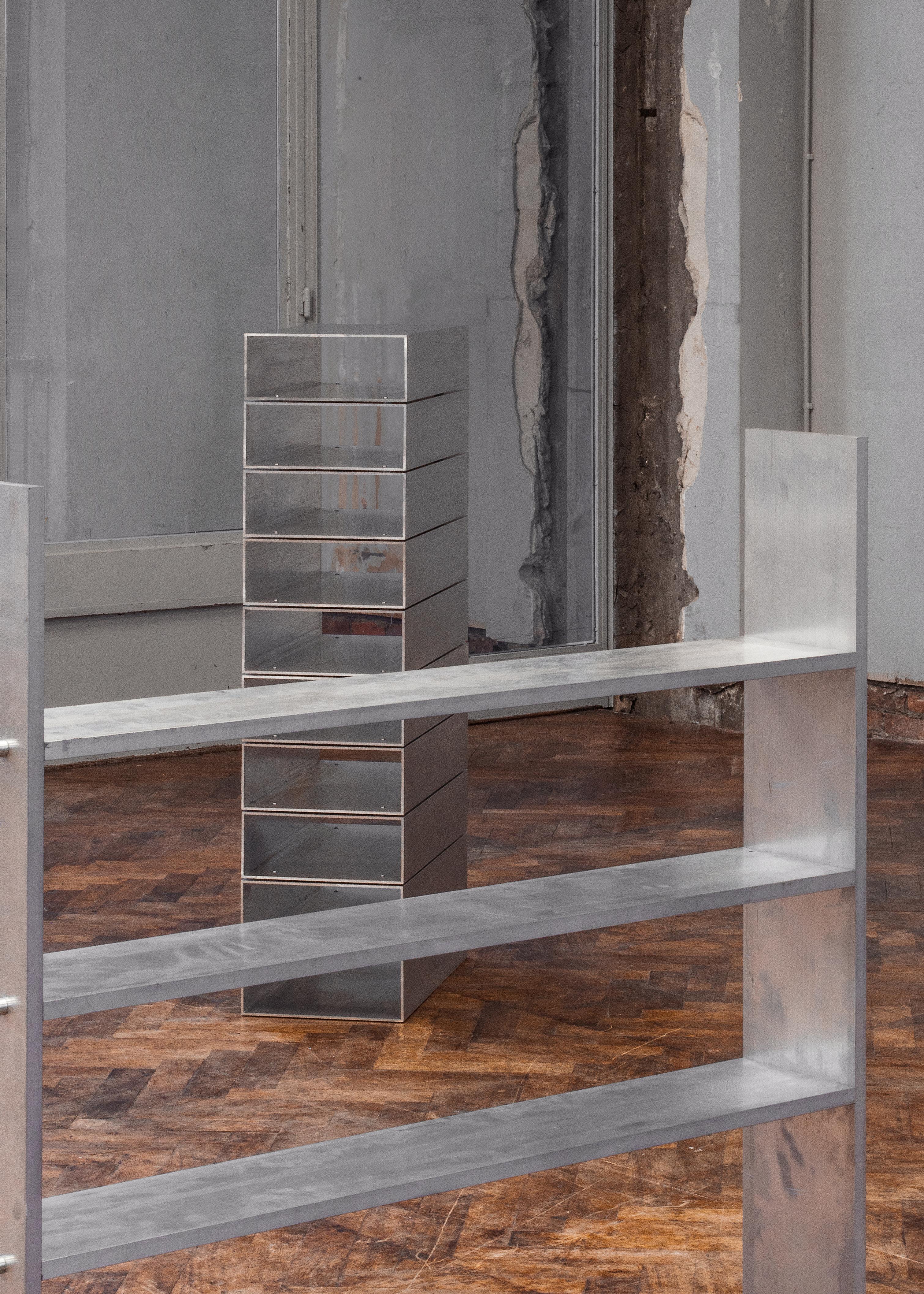 Stack Shelf in Brushed Aluminium by Johan Viladrich For Sale 1