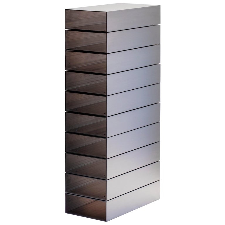 Stack Shelf in Brushed Aluminium by Johan Viladrich For Sale