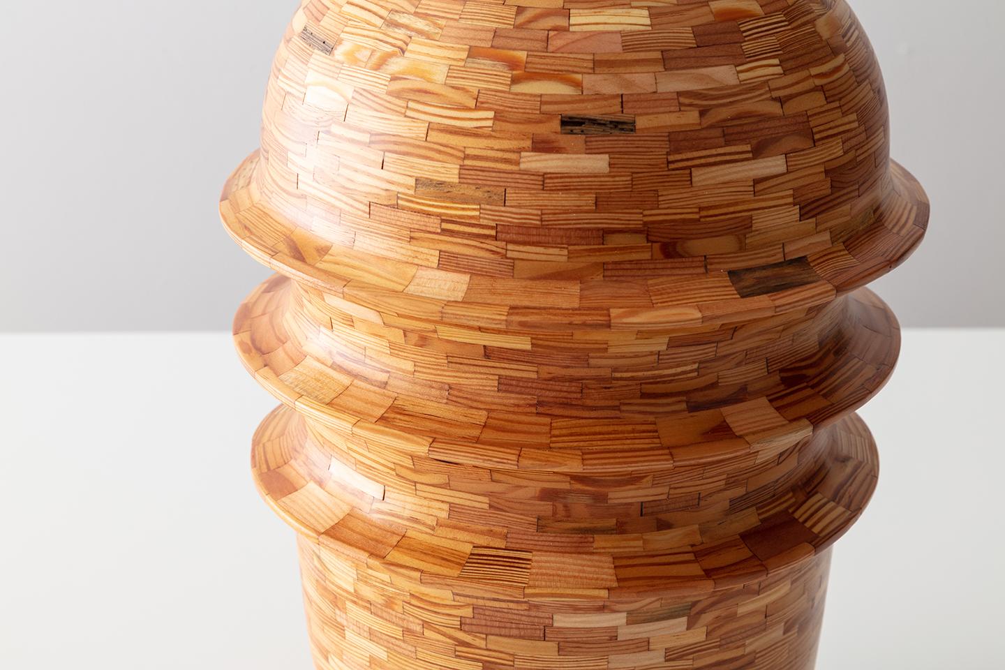 Oiled STACKED Triple Ring Vesse by Richard Haining, salvaged Heart Pine, Available Now