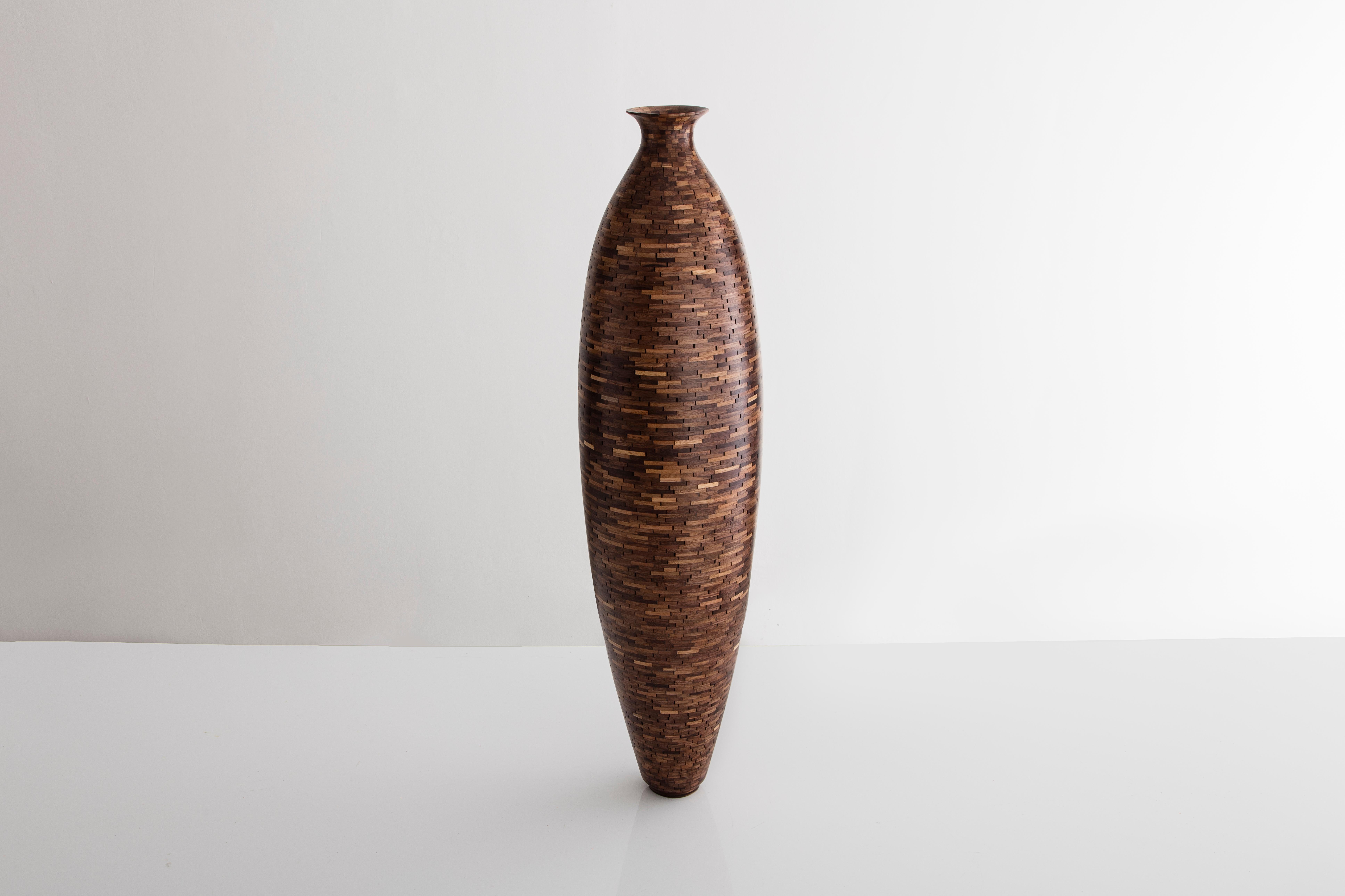 American STACKED Torpedo Shaped Walnut Vase by Richard Haining, Available Now