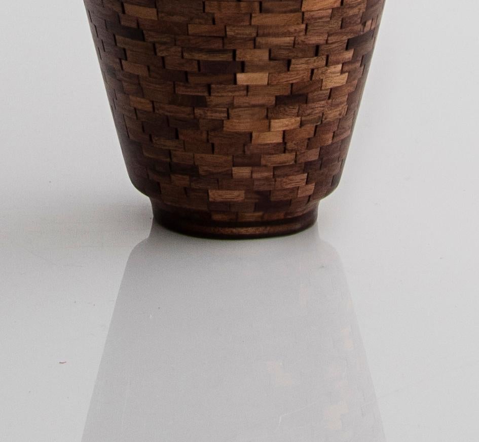 STACKED Torpedo Shaped Walnut Vase by Richard Haining, Available Now In New Condition In Brooklyn, NY