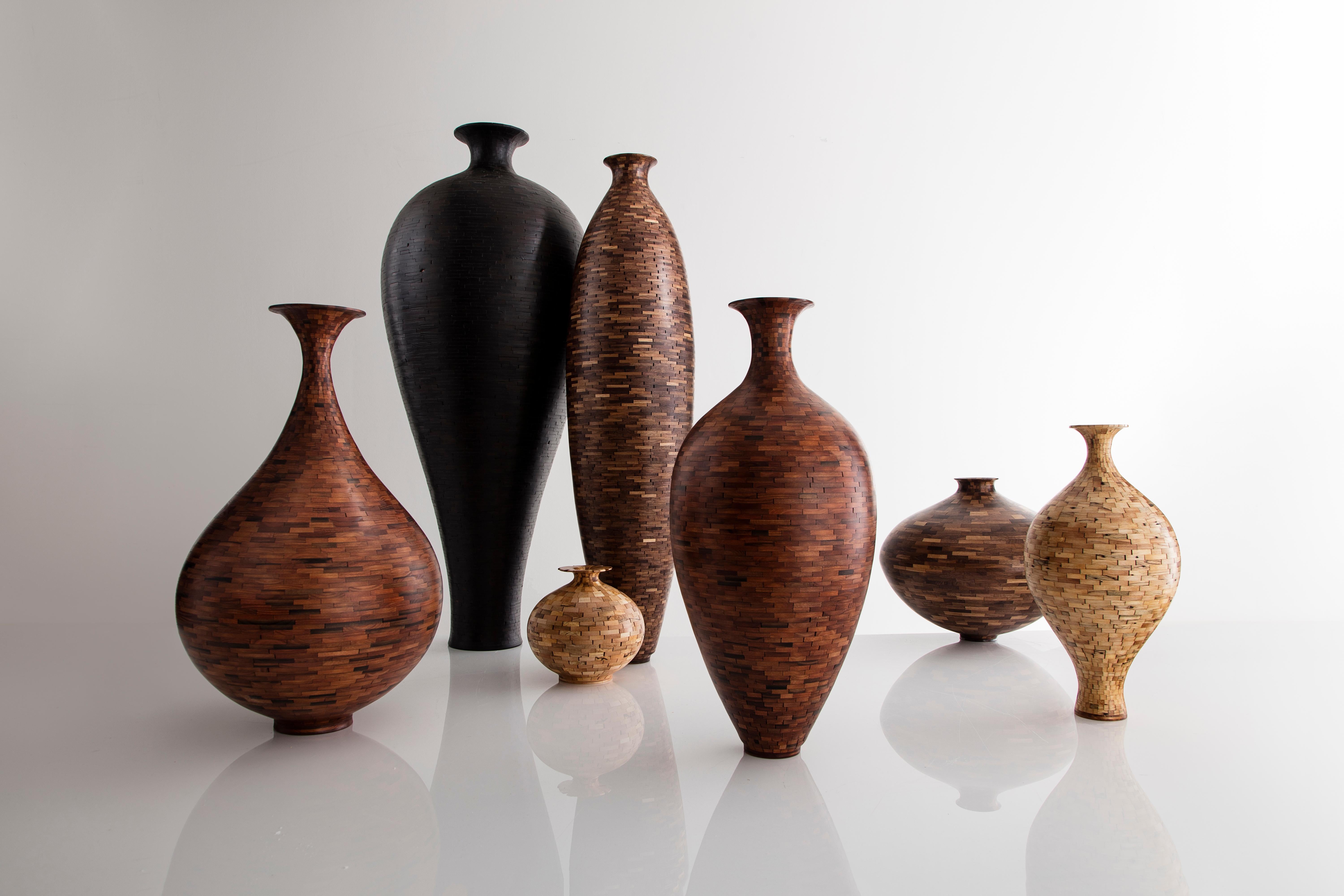 Contemporary STACKED Torpedo Shaped Walnut Vase by Richard Haining, Available Now