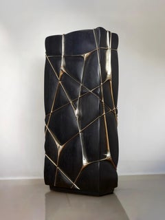 Mobile bar contemporaneo in Oak e bronzo di Erwan Boulloud, Francia