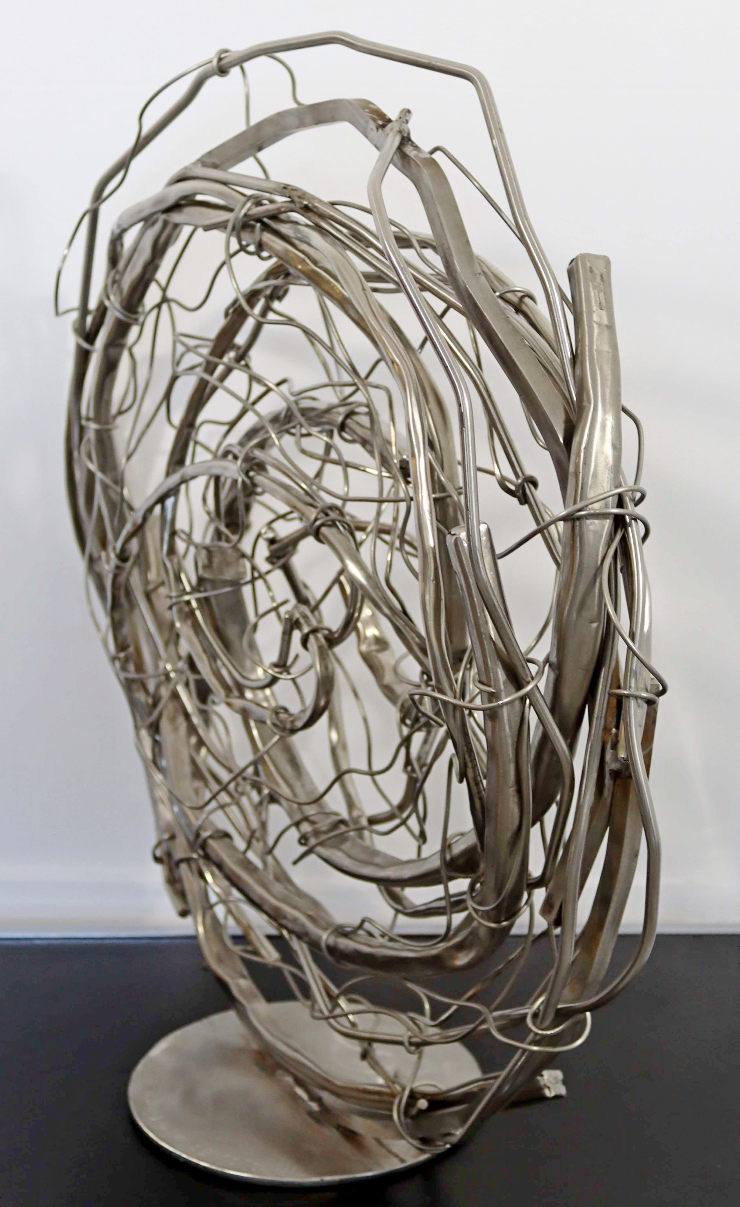 Acier inoxydable Sculpture de table abstraite contemporaine en acier inoxydable signée Robert Hansen, 2020 en vente