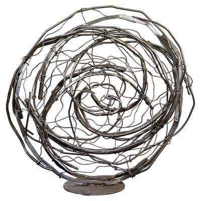 Contemporary Modern Bronze Stainless Steel Wall Sculpture Signed John ...