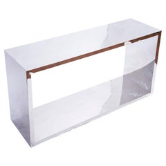 Table console contemporaine en acier inoxydable Design/One par Greg Sheres.  En stock.