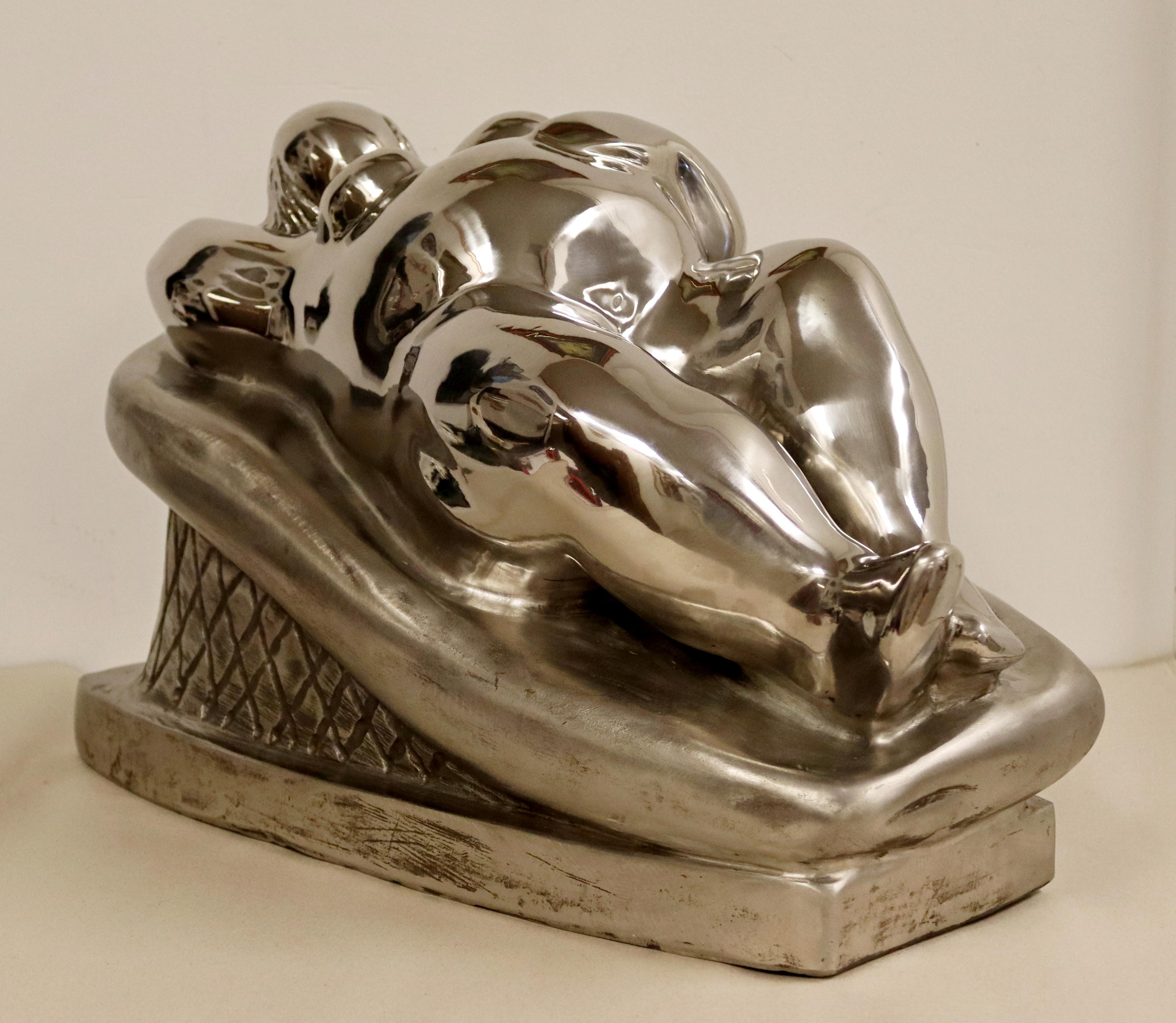 Late 20th Century Contemporary Stainless Steel Little Goddess Table Sculpture by Jerry Soble 1990s For Sale
