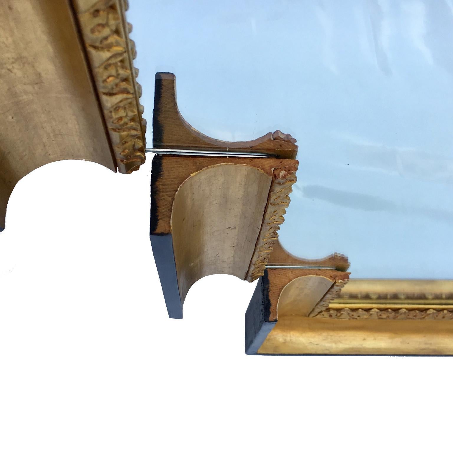 Italian One of a Kind Stair-Like Wall Mirror from an Antique Giltwood Frame For Sale