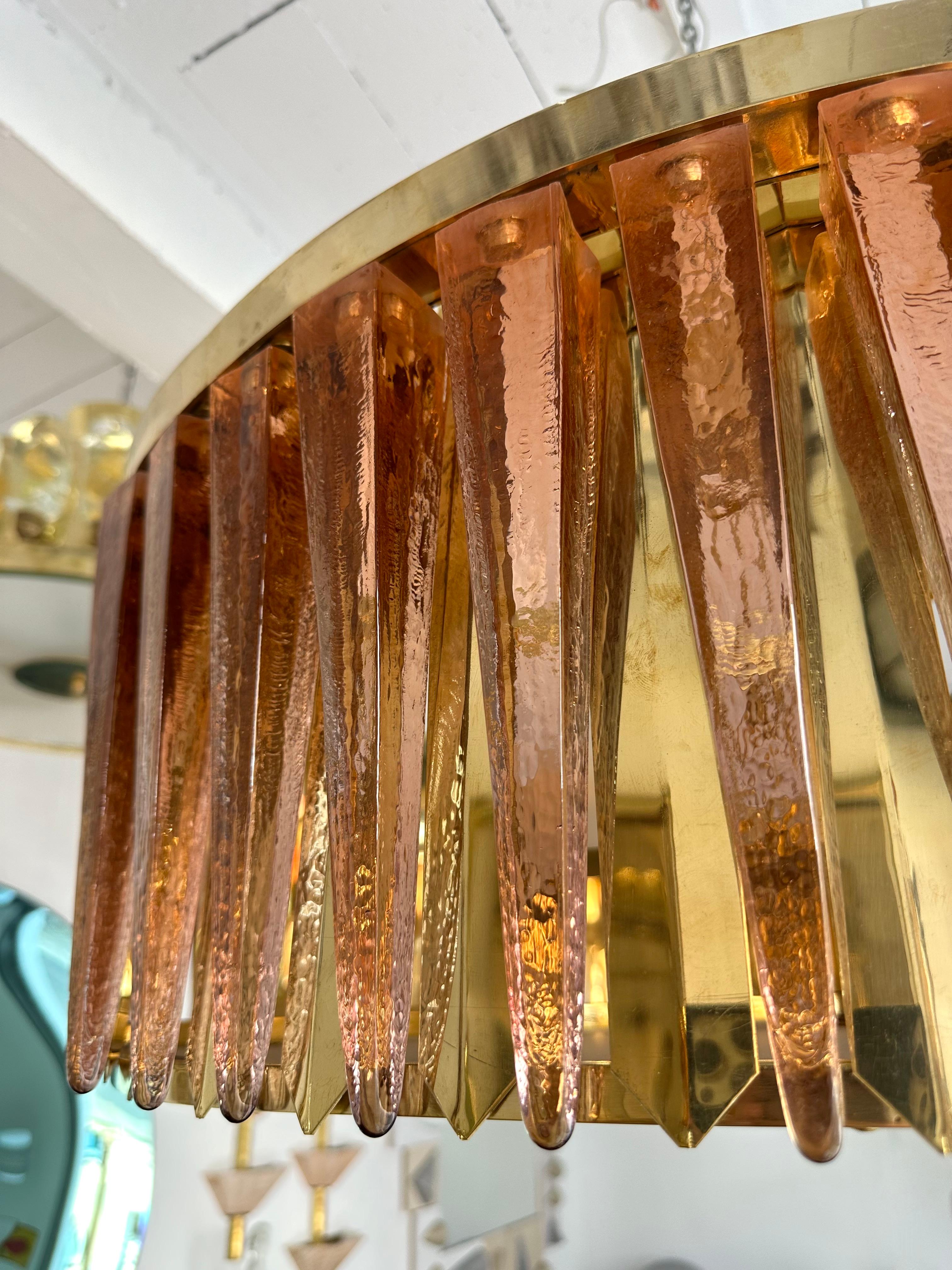 Lustre Contemporary Stalactite Brass and Murano Glass , Italy en vente 3