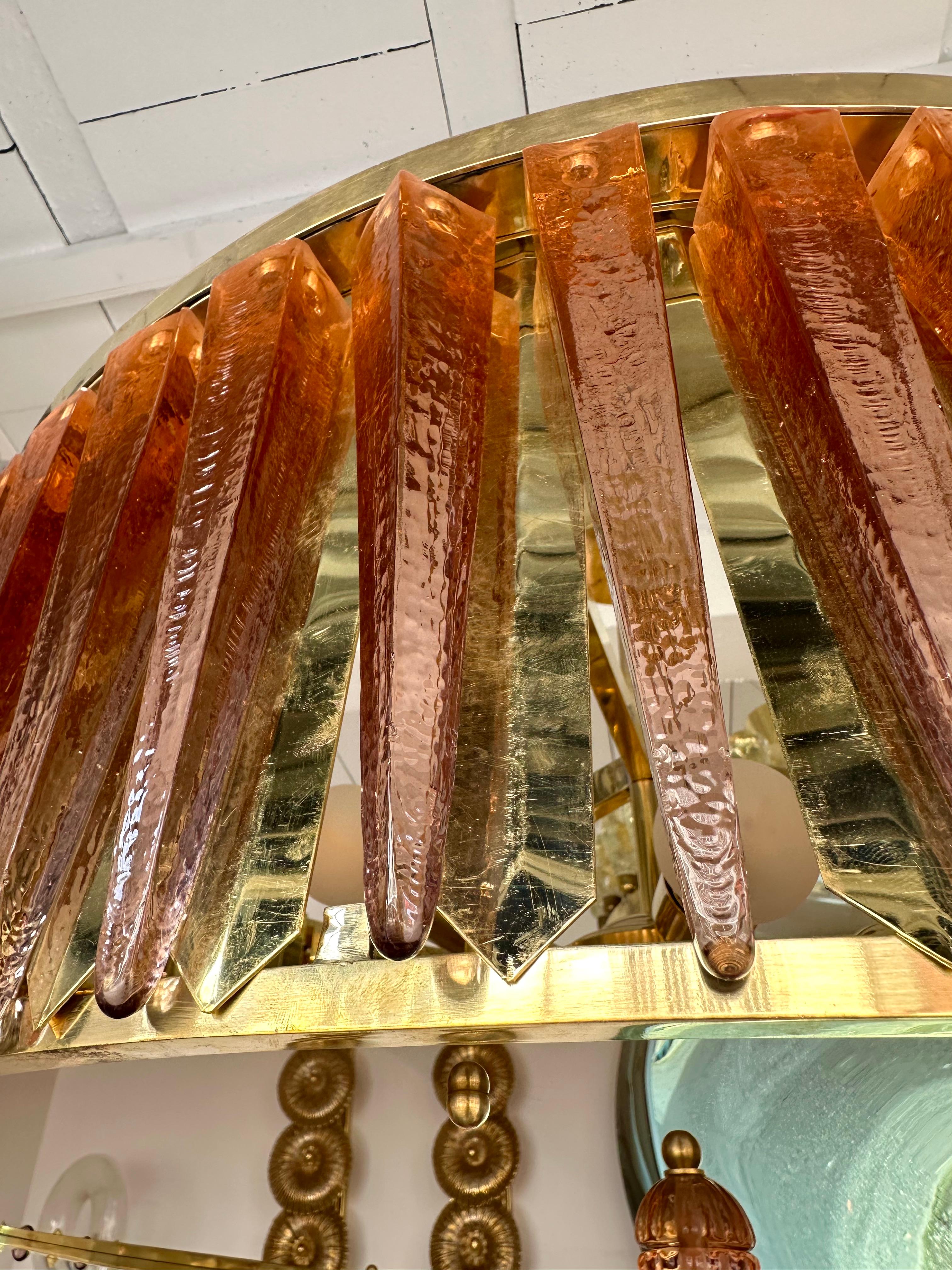 Lustre Contemporary Stalactite Brass and Murano Glass , Italy en vente 4