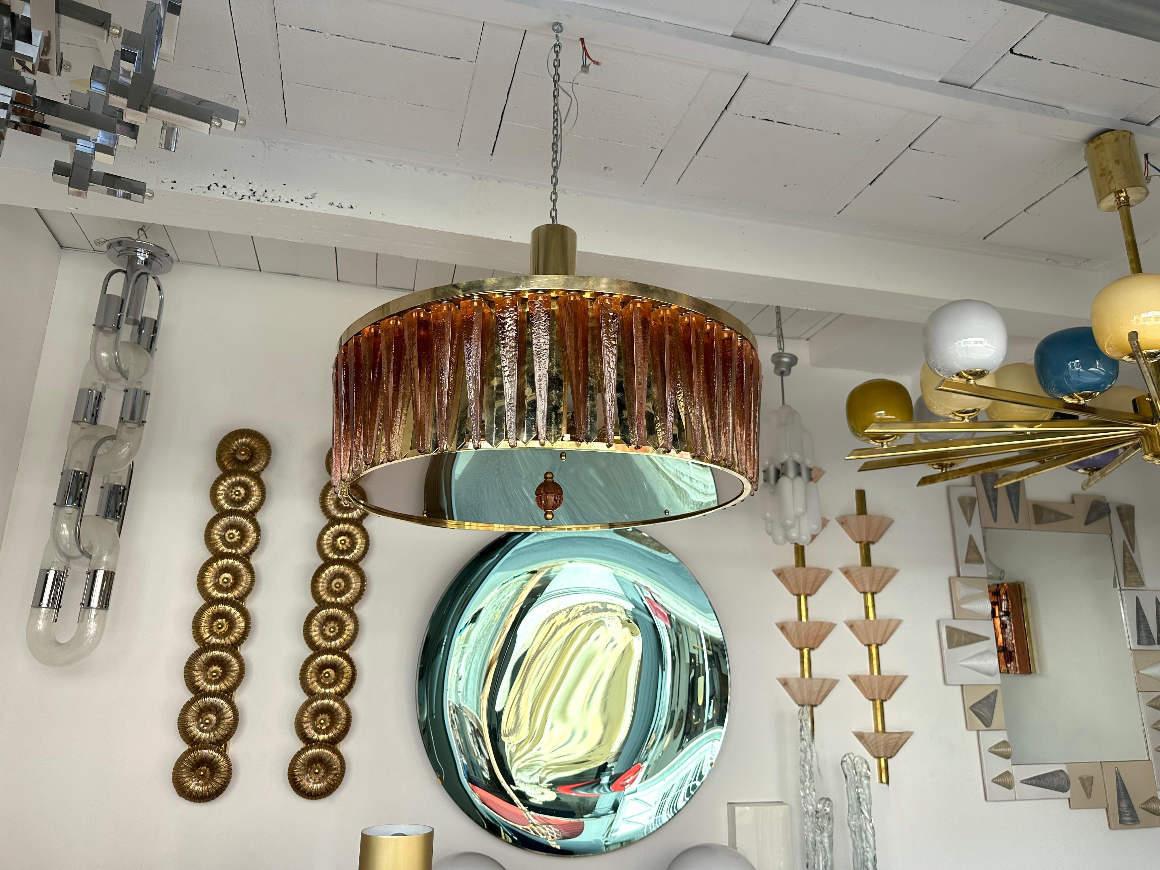 Lustre Contemporary Stalactite Brass and Murano Glass , Italy en vente 6