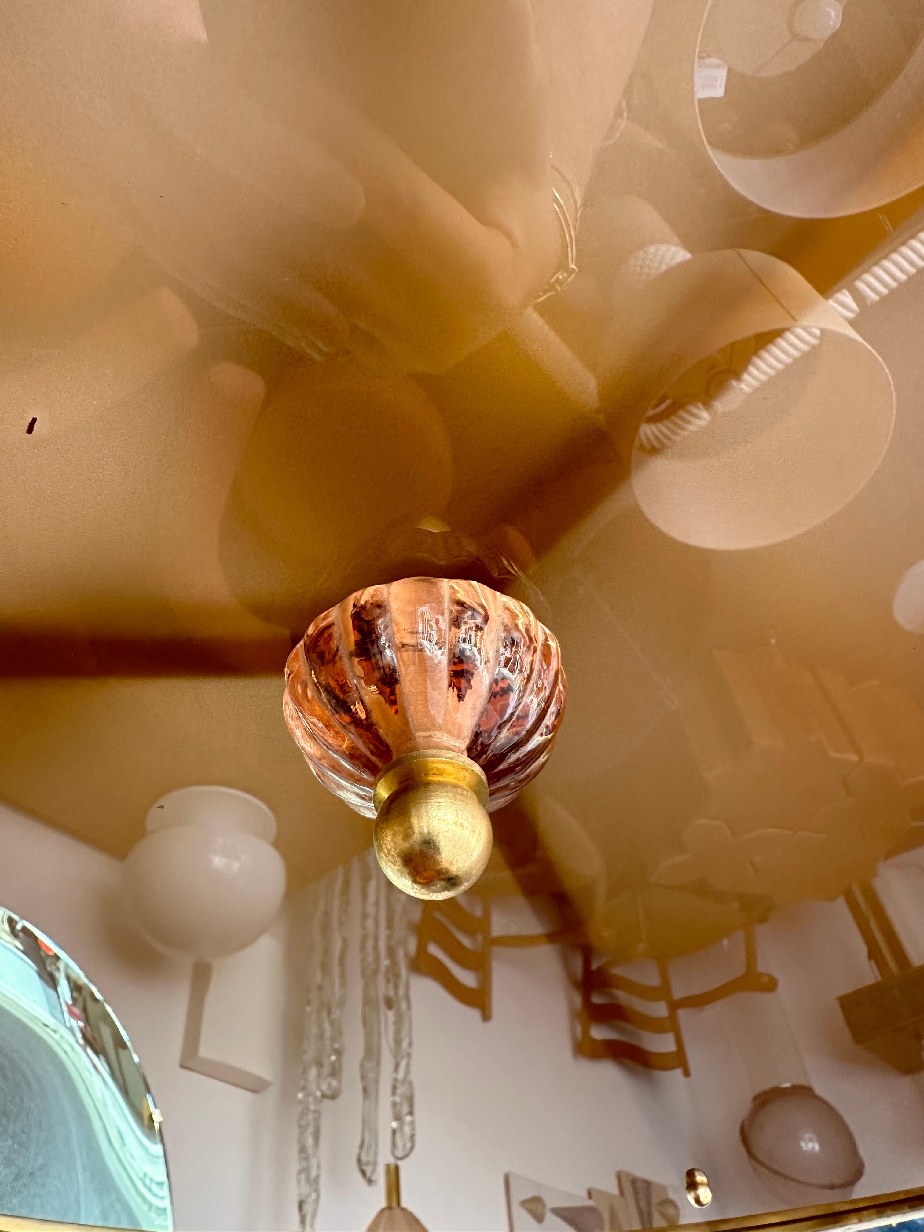 italien Lustre Contemporary Stalactite Brass and Murano Glass , Italy en vente