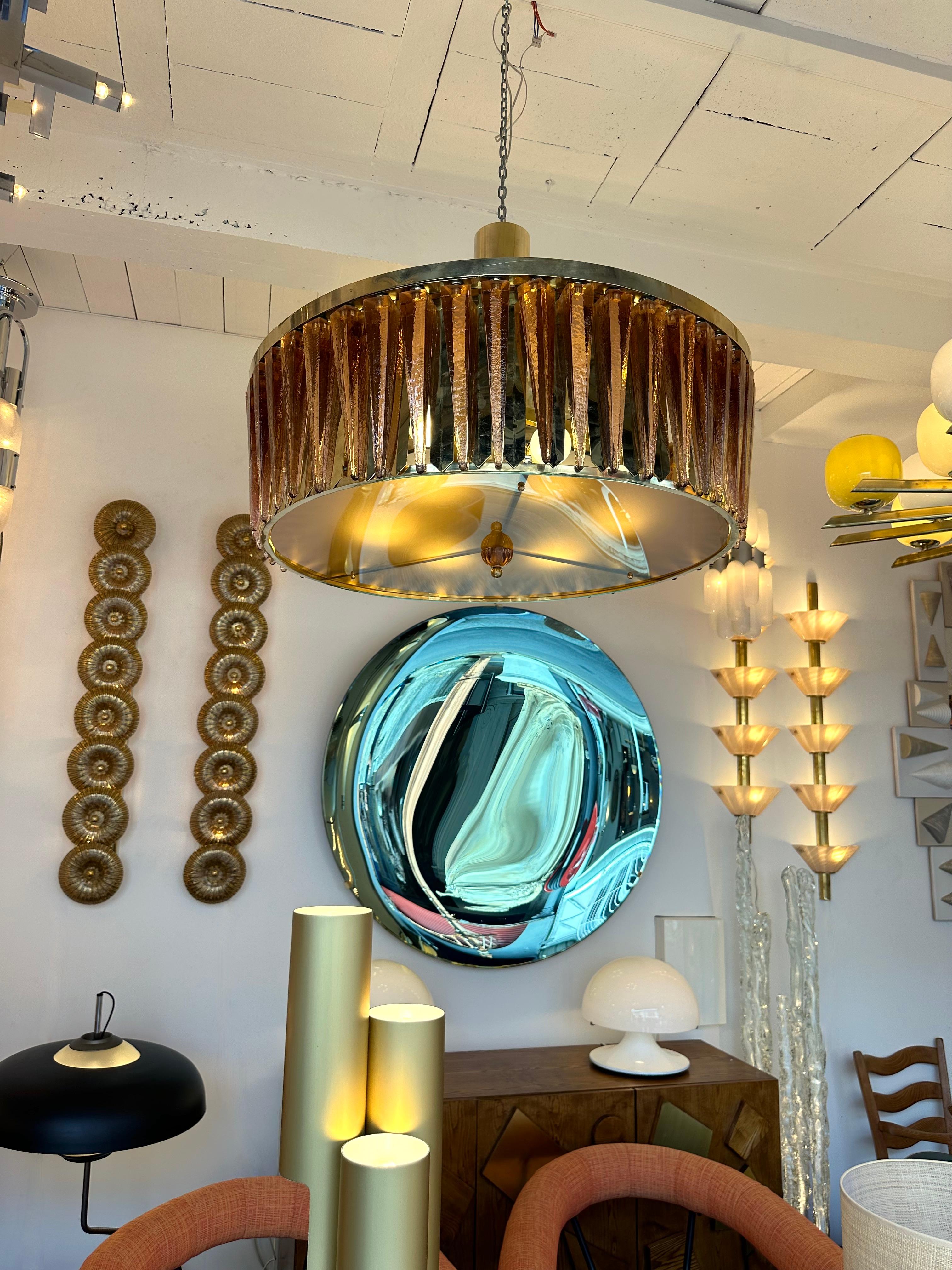 Lustre Contemporary Stalactite Brass and Murano Glass , Italy en vente 1