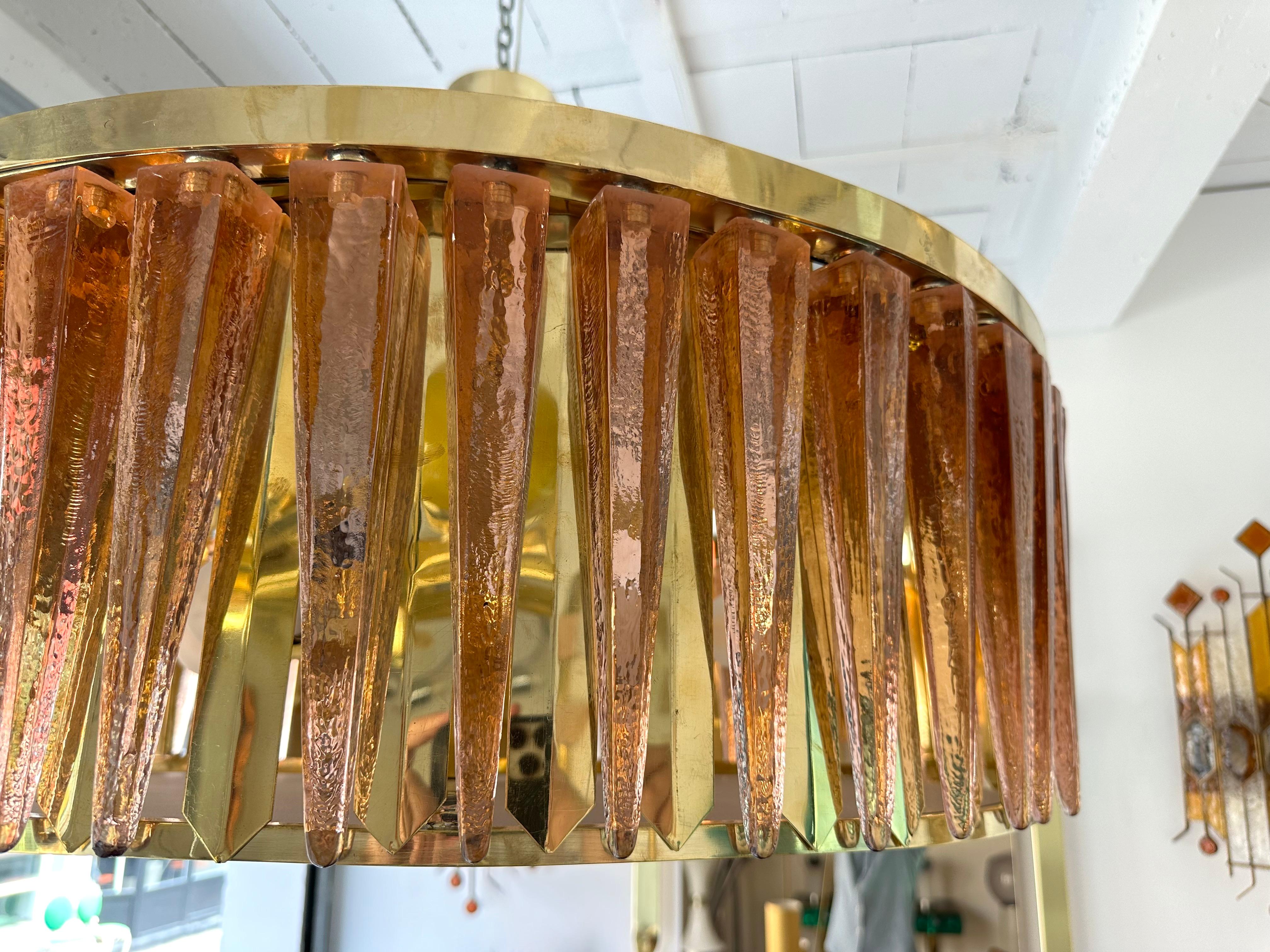 Lustre Contemporary Stalactite Brass and Murano Glass , Italy en vente 2