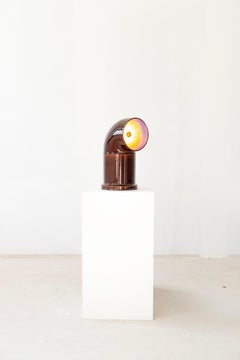 Contemporary Standing Lamp 'OP FAT 2' by Pani Jurek, Brown & Cobalt/Orange