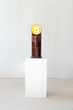 Contemporary Standing Lamp 'OP FAT 3' by Pani Jurek, Brown & Cobalt/Orange