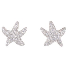 Rosior Contemporary "Starfish" Stud Earrings in White Gold Set with Diamonds