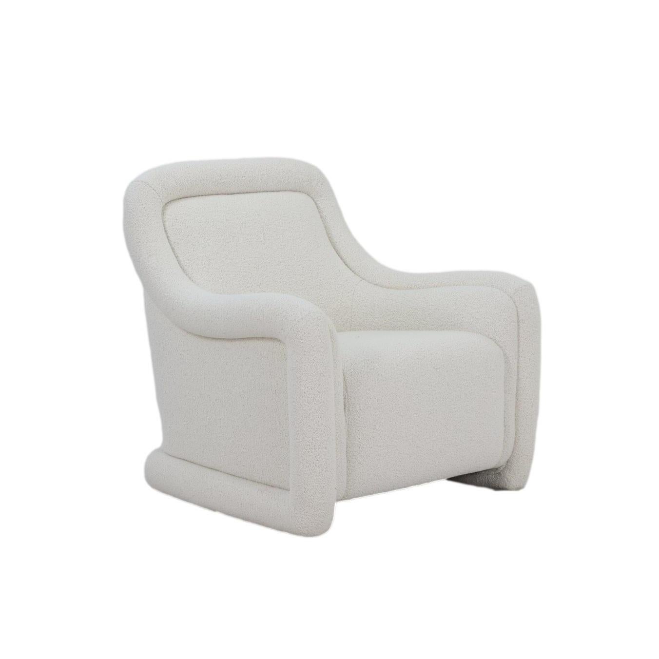 Mid-Century Modern Contemporary Statement Armchair, Sculptural Silhouette w Bold Oversized Piping For Sale