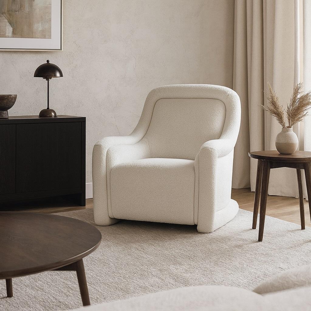 Portuguese Contemporary Statement Armchair, Sculptural Silhouette w Bold Oversized Piping For Sale