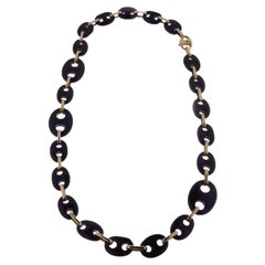 Contemporary Statement Onyx and 18k Yellow Gold Chain Necklace