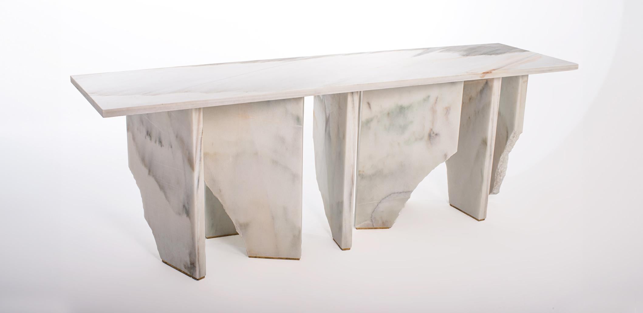 Brass Console White Marble Contemporary Statuario Arctic by Josep Vila Capdevila For Sale