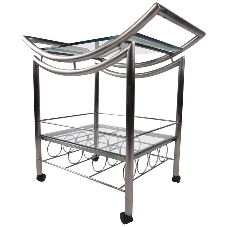 Contemporary Steel Bar Cart For Sale at 1stDibs