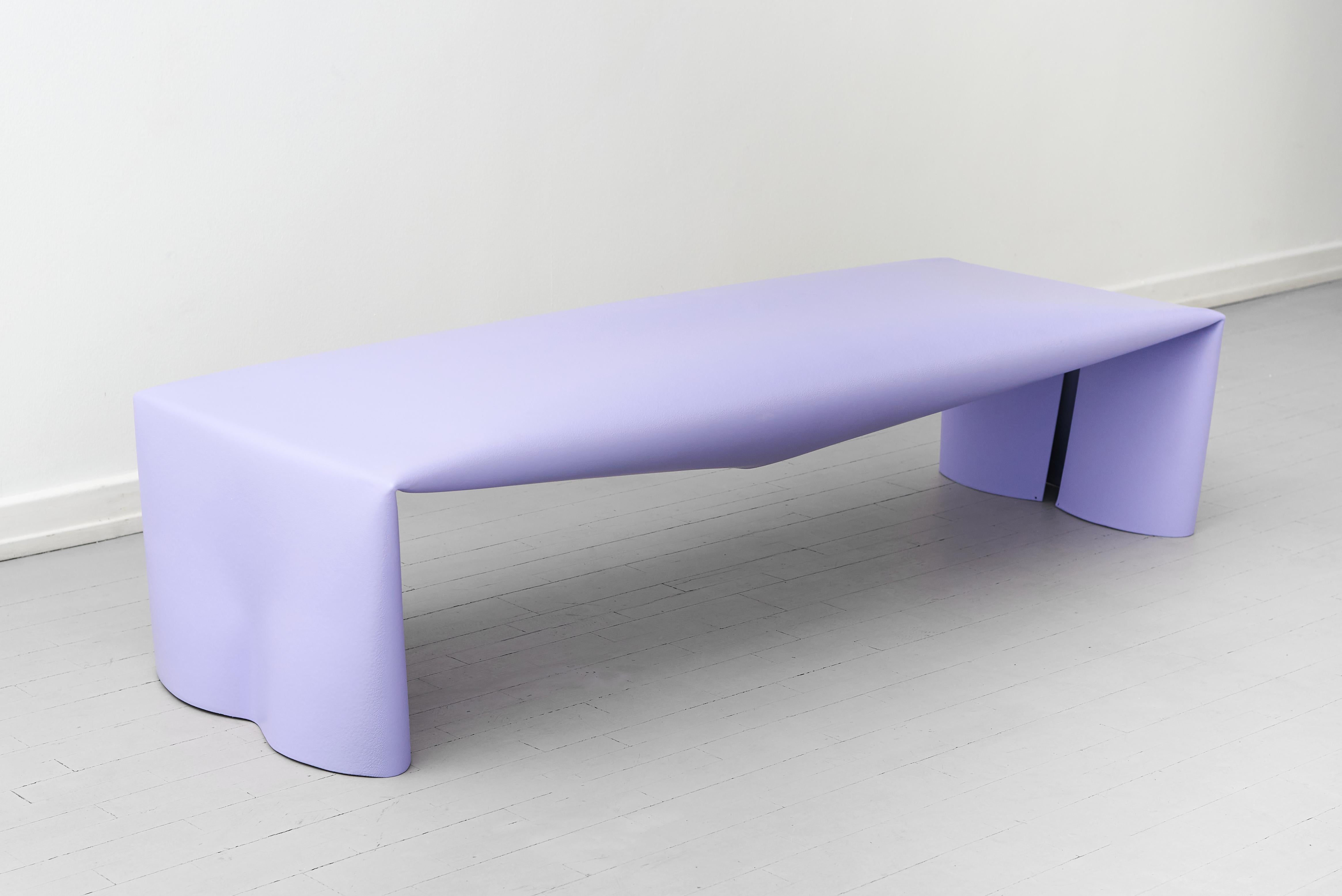 Post-Modern Contemporary Steel Bench by Soft Baroque, in Lavender For Sale