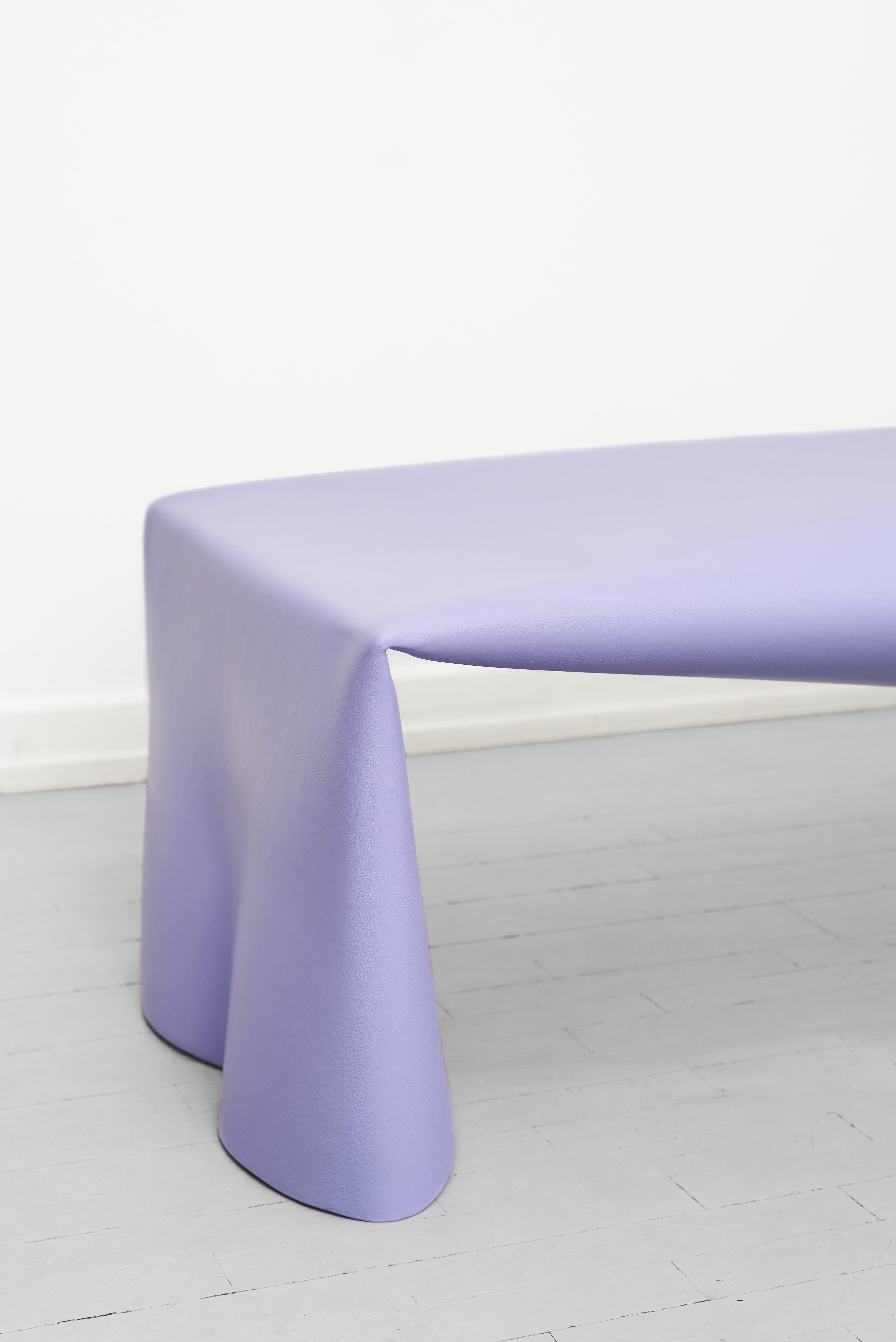 British Contemporary Steel Bench by Soft Baroque, in Lavender For Sale