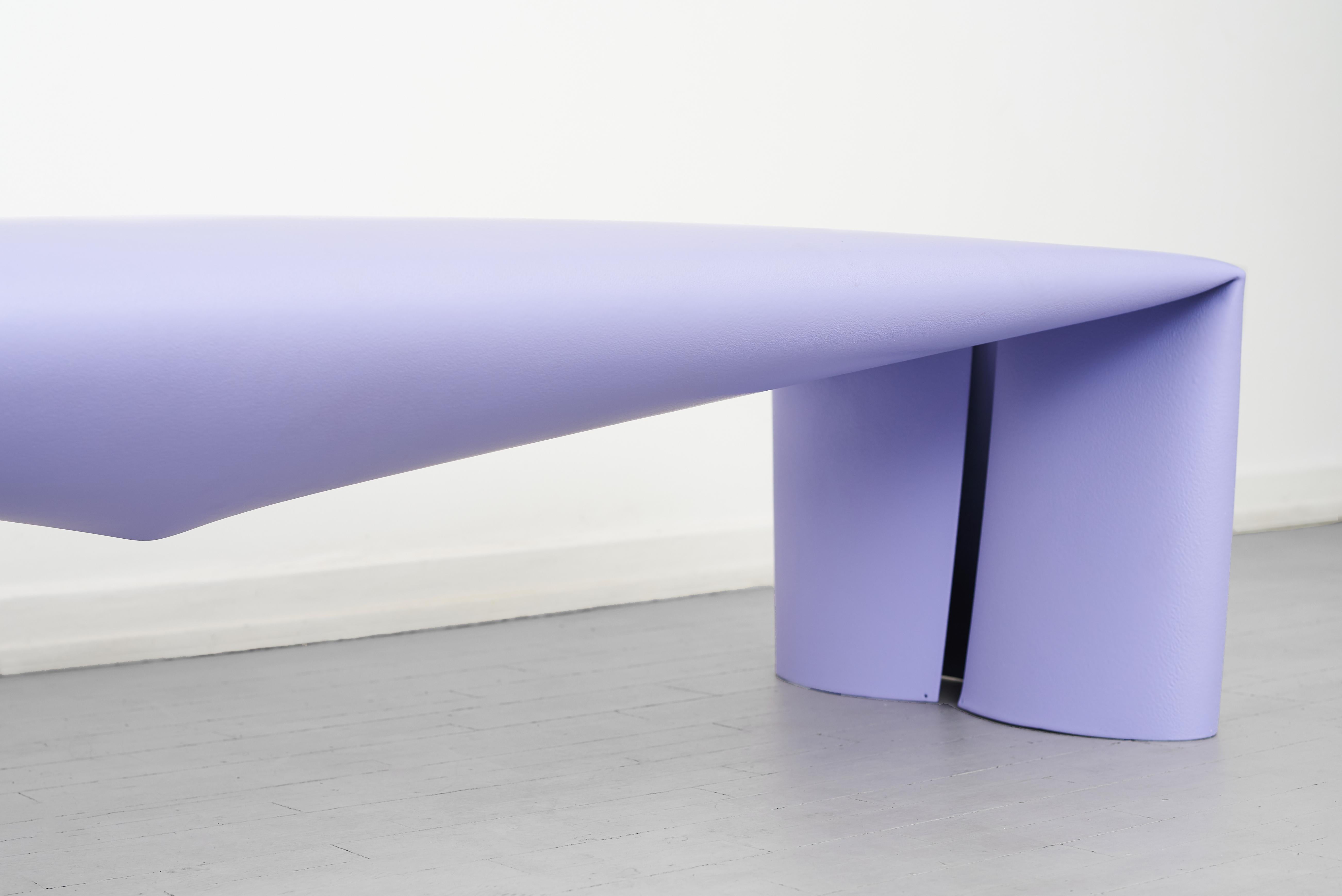 Powder-Coated Contemporary Steel Bench by Soft Baroque, in Lavender For Sale