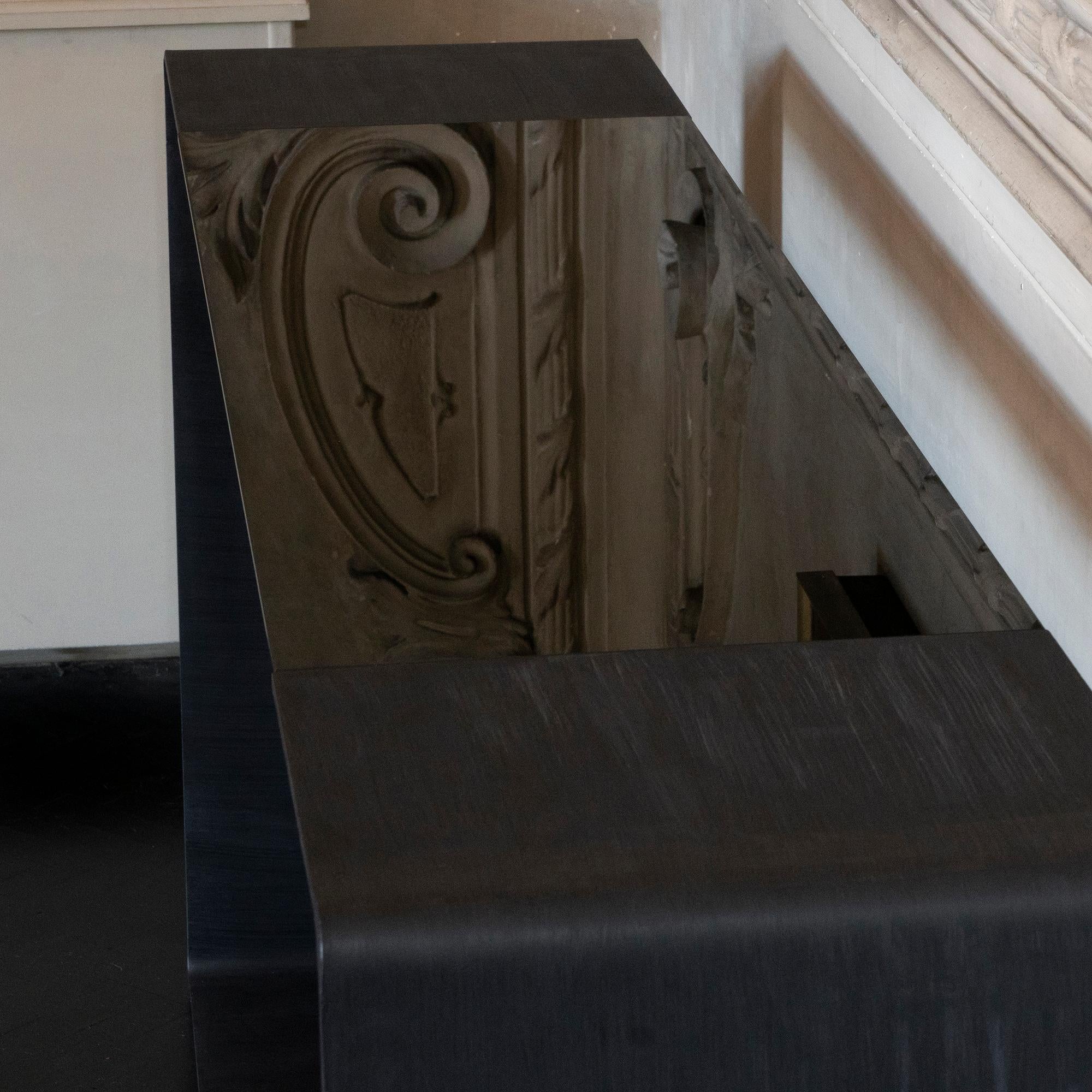 Contemporary Steel Console with 1968 Luciano Frigerio Bronze Frieze, Italy 8