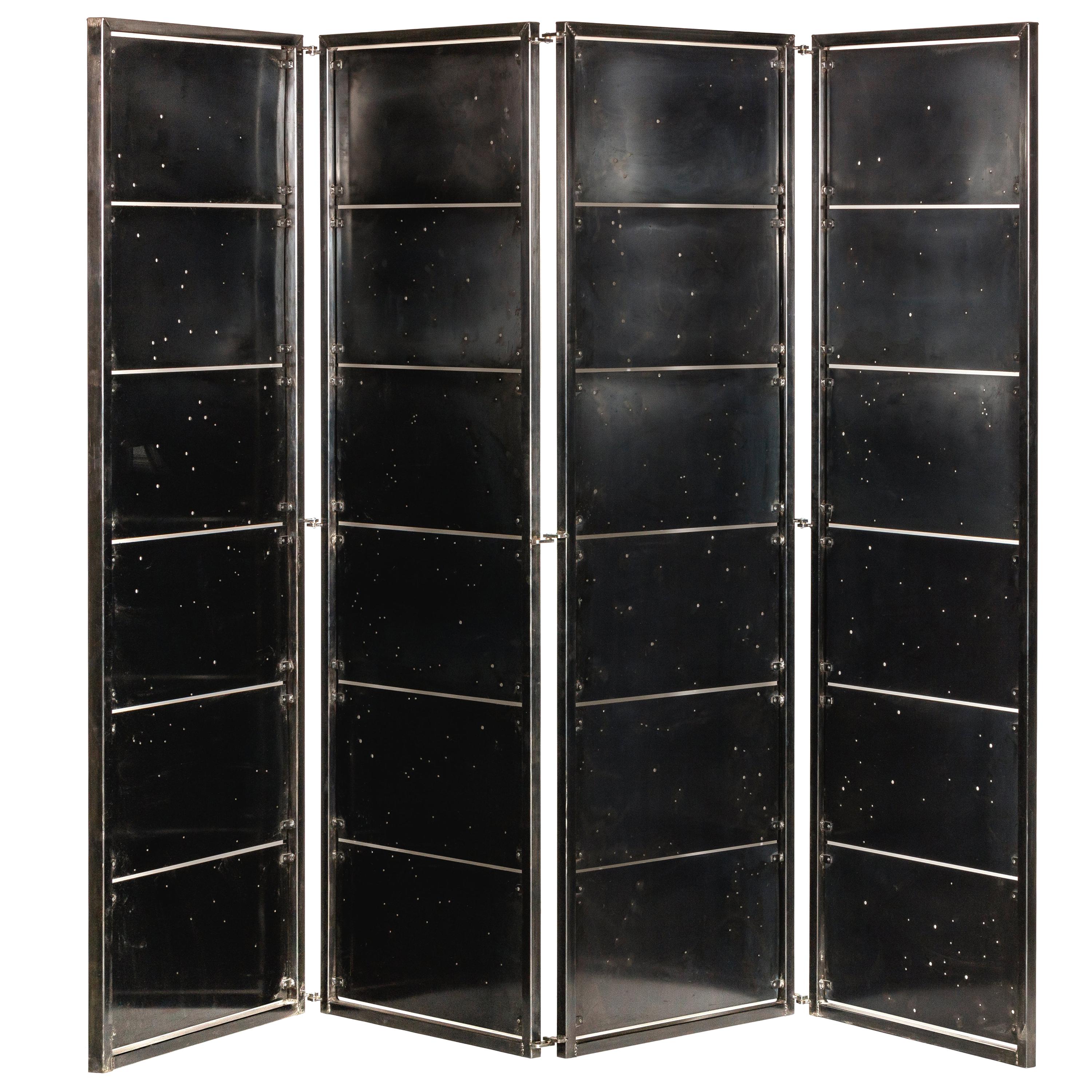 Contemporary Steel Folding Privacy Screen/Shoji Screen Room Divider For Sale