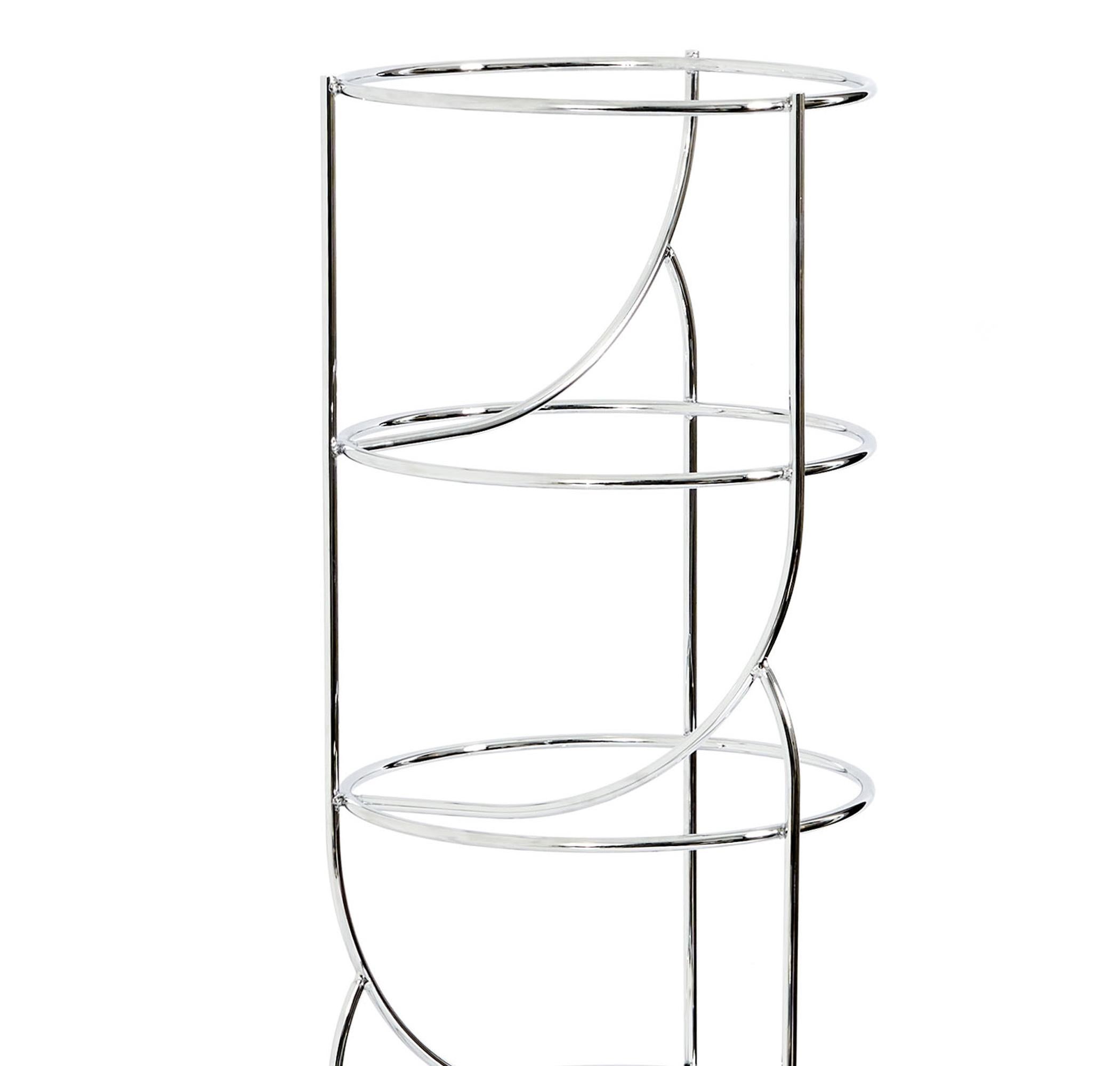 Modern Contemporary steel shelf tower, repositionable mirrored shelves made in Italy