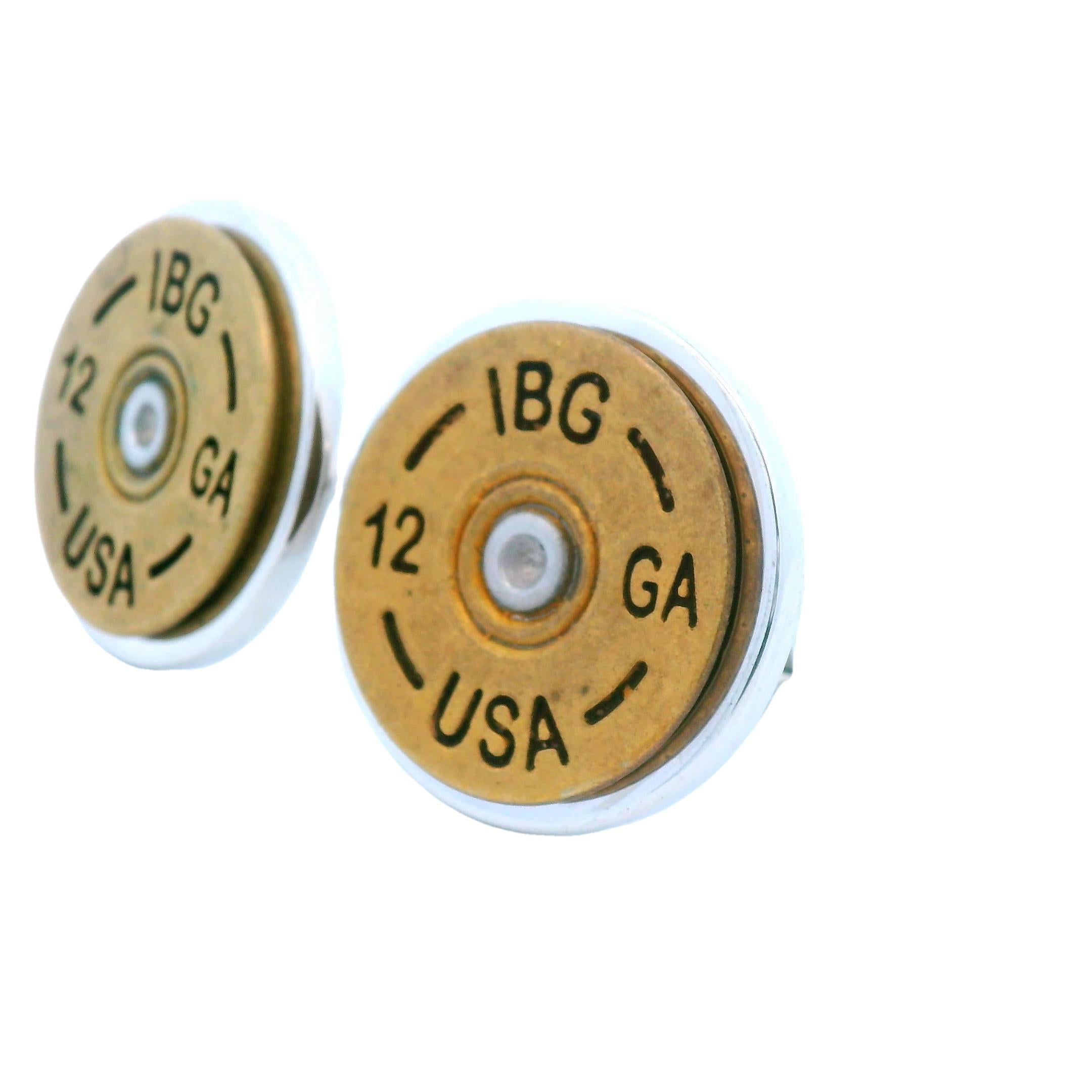 Boutons de manchette contemporains en argent sterling en forme de douille de fusil de chasse de calibre 12 en vente 1