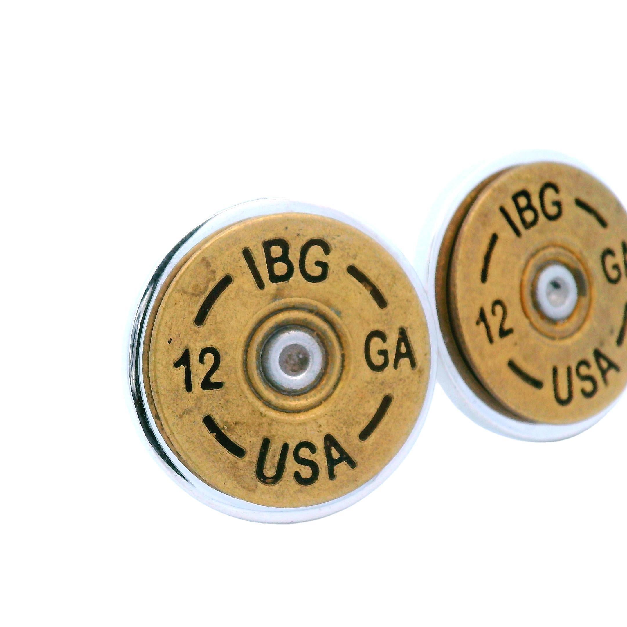 Boutons de manchette contemporains en argent sterling en forme de douille de fusil de chasse de calibre 12 en vente 3