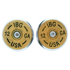 Contemporary Sterling Silver 12 Gauge Shotgun Shell Cufflinks