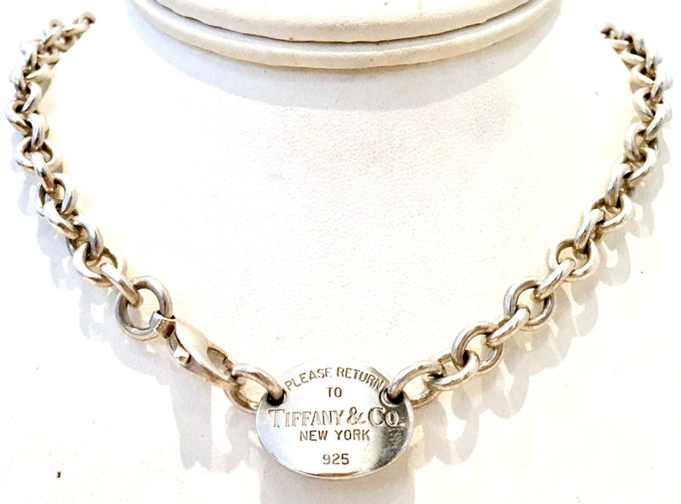 Contemporary Sterling Silver 925 "Dog Tag" Choker Necklace By, Tiffany