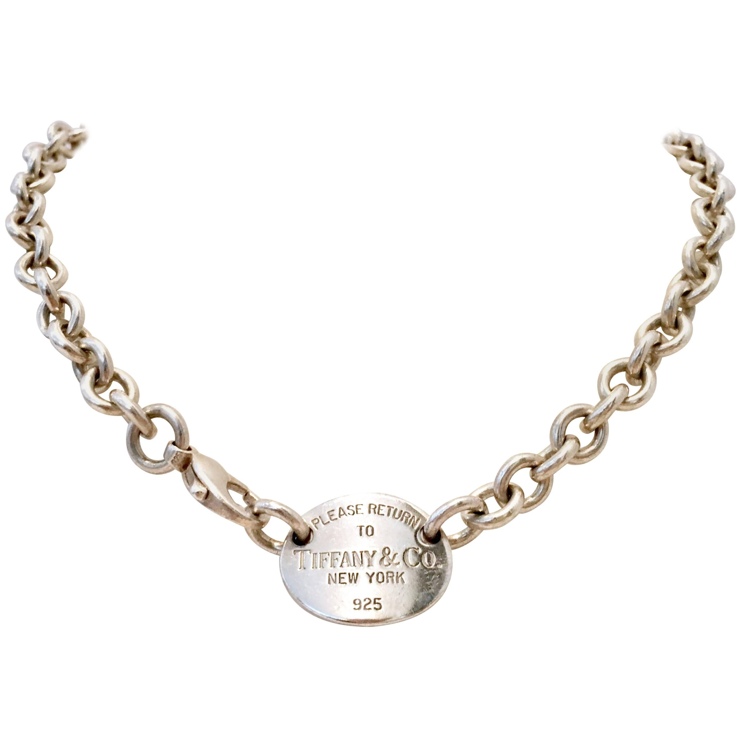 Contemporary Sterling Silver 925 "Dog Tag" Choker Necklace By, Tiffany & Co.
