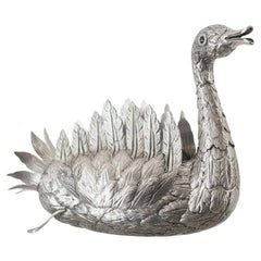 Contemporary Sterling Silver 925 Hand Chased Swan
