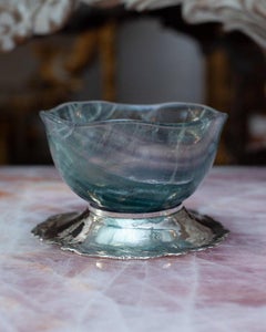 Zeitgenössische Mineralienschale aus Sterlingsilber und Fluorit